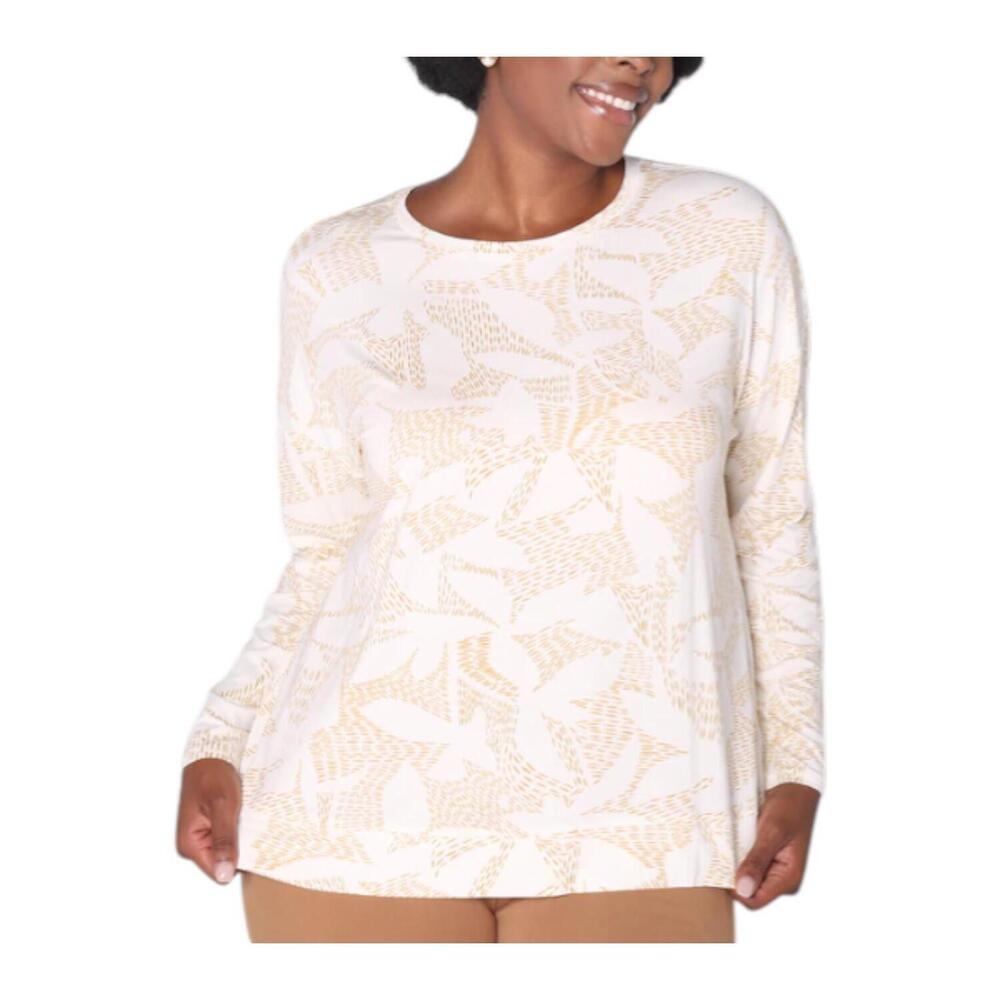 WynneLayers Women's Long-Sleeve Crewneck Tee Gold Print - Regular
